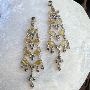 Gold & Green Crystal Drop Earrings